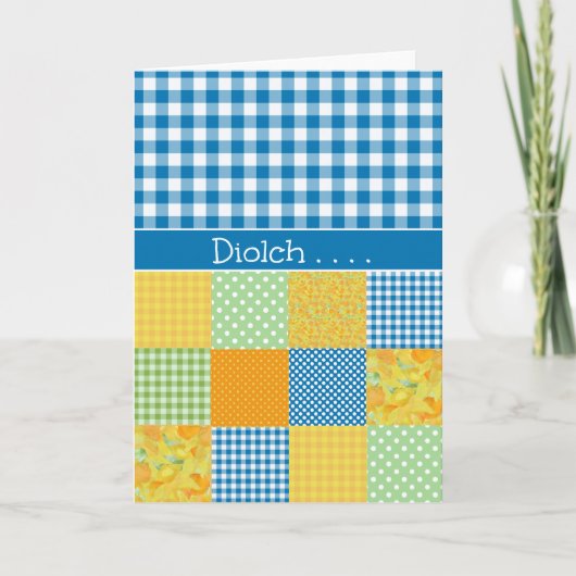 Patchwork, Gingham Hartelijk dank, kaart: Welsh Gr Bedankkaart (Voorkant)