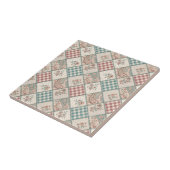 Patchwork Gingham & Quilted Paisley Geruite Kunst Tegeltje (Zijkant)