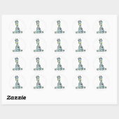 Patchwork Giraffe Stickers - blauw & groen (Vel)