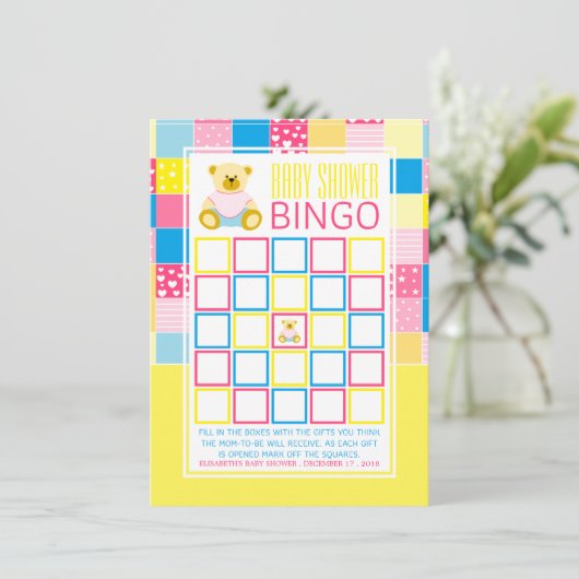 Patchwork Gold Beer, Baby shower Bingo (Staand voorkant)