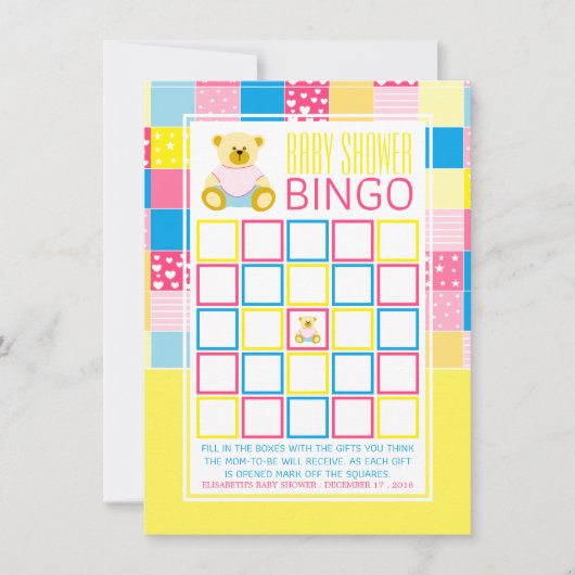 Patchwork Gold Beer, Baby shower Bingo (Voorkant)