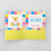 Patchwork Gold Beer, Baby shower dank u Bedankkaart (Binnen)