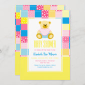 Patchwork Gold Beer, Baby shower Kaart (Voorkant / Achterkant)