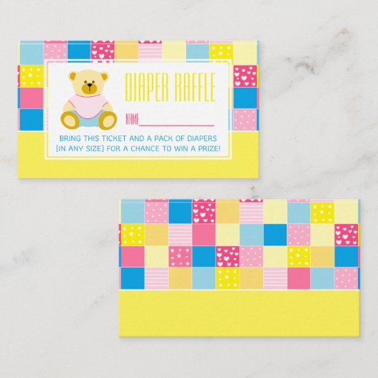 Patchwork Gold Beer, Baby shower Raffle Ticket Informatiekaartje (Voorkant / Achterkant)