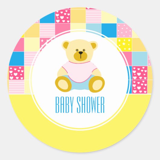 Patchwork Gold Beer, Baby shower Ronde Sticker (Voorkant)