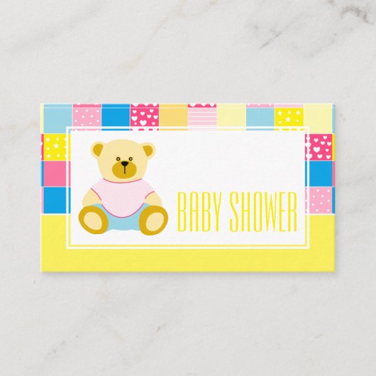 Patchwork Gold Beer, Baby shower Ticket Invitation Informatiekaartje (Voorkant)
