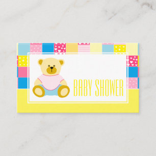 Patchwork Gold Beer, Baby shower Ticket Invitation Informatiekaartje