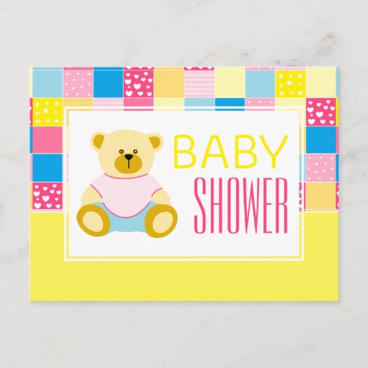 Patchwork Gold Beer, Baby shower uitnodiging (Voorkant)