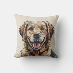 Patchwork Golden Retriever Warm Neutraal Kussen