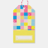 Patchwork Gouden Beer, Baby Shower Bedankkaartjes Cadeaulabel (Achterkant)