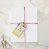 Patchwork Gouden Beer, Baby Shower Bedankkaartjes Cadeaulabel (Met Touw)