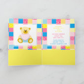 Patchwork Gouden Beer, Baby Shower Uitnodiging (Binnen)
