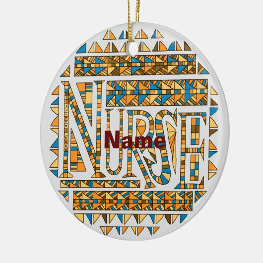 Patchwork gouden verpleegkundige keramisch ornament (Links)