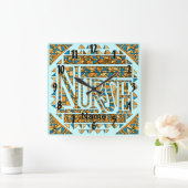 Patchwork gouden verpleegkundige vierkante klok (Huis)