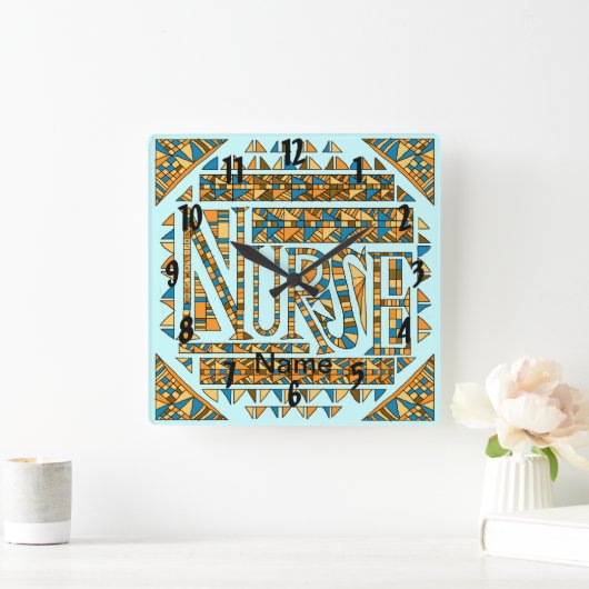 Patchwork gouden verpleegkundige vierkante klok (Huis)