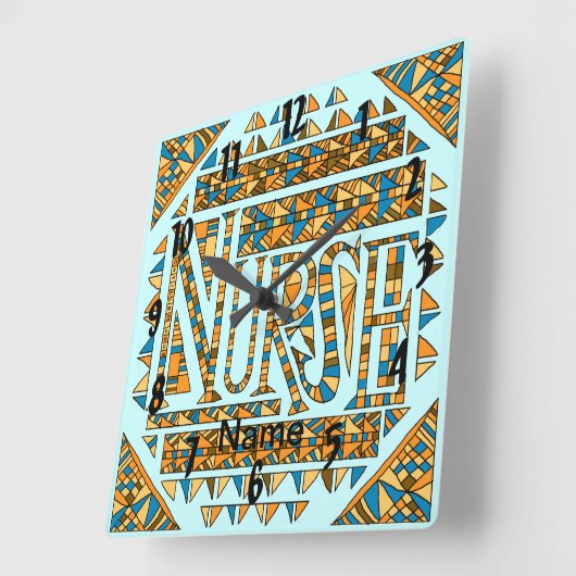 Patchwork gouden verpleegkundige vierkante klok (Hoek)