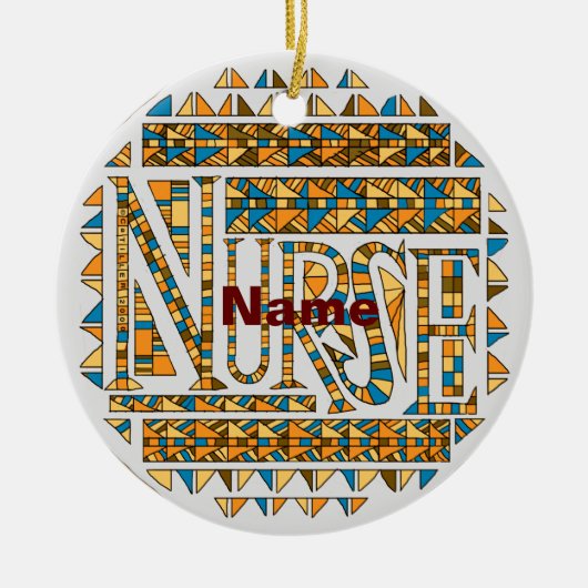 Patchwork gouden verpleegster keramisch ornament (Voorkant)