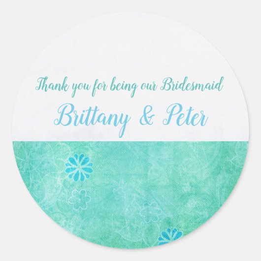 Patchwork Graffiti Bridal Weddenschap Ronde Sticker (Voorkant)