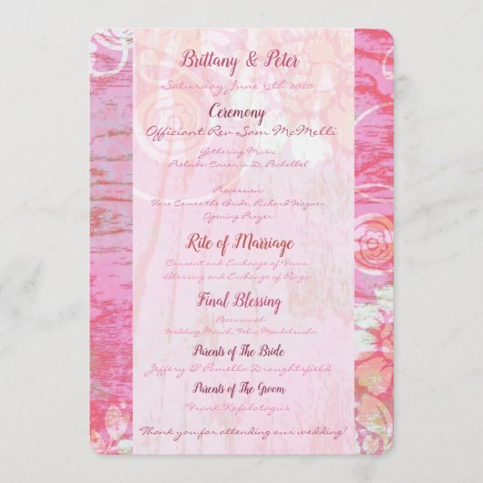 Patchwork Graffiti Wedding Program Programmakaart (Voorkant)