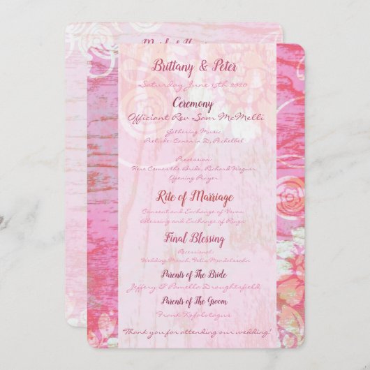 Patchwork Graffiti Wedding Program Programmakaart (Voorkant / Achterkant)