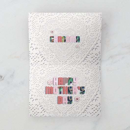 Patchwork "Grandma" op de weg naar Moederdag Kaart (Binnen)