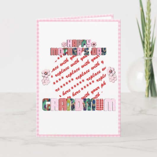 Patchwork 'Grandmum' Moederdag Foto Lijst Kaart (Voorkant)