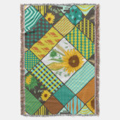 Patchwork granen, zonnebloemen, geometrisch patroo deken (Voorkant Verticaal)
