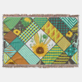 Patchwork granen, zonnebloemen, geometrisch patroo deken (Voorkant)