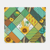 Patchwork granen, zonnebloemen, geometrisch patroo fleece deken (Voorkant (Horizontaal))