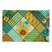 Patchwork granen, zonnebloemen, geometrisch patroo kussensloop (Achterkant)