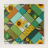 Patchwork granen, zonnebloemen, geometrisch patroo legpuzzel (Horizontaal)