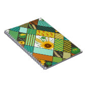 Patchwork granen, zonnebloemen, geometrisch patroo notitieboek (Rechterzijde)