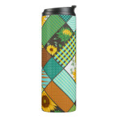 Patchwork granen, zonnebloemen, geometrisch patroo thermosbeker (Gedraaid links)