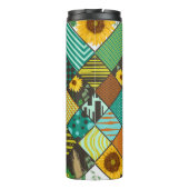 Patchwork granen, zonnebloemen, geometrisch patroo thermosbeker (Achterkant)