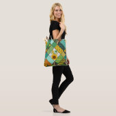 Patchwork granen, zonnebloemen, geometrisch patroo tote bag (Op model)