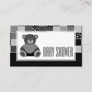 Patchwork Grey Beer, Baby shower Ticket Invitation Informatiekaartje