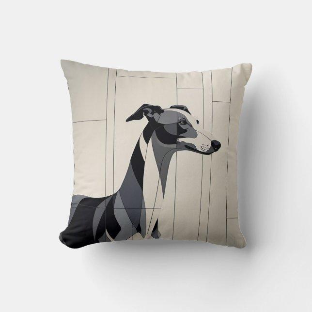Patchwork Greyhound Elegant Minimalistisch Kussen (Voorkant)