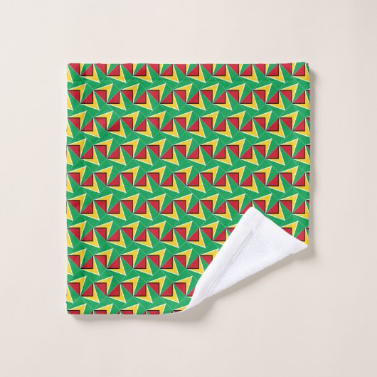 Patchwork Guyana Vlag Patroon Bad Handdoek (Wasdoekje)