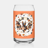 Patchwork Halloween Bat in Herfst Kleuren Blikvorm Glas (Voorkant)