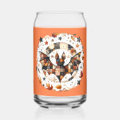 Patchwork Halloween Bat in Herfst Kleuren Blikvorm Glas (Achterkant)