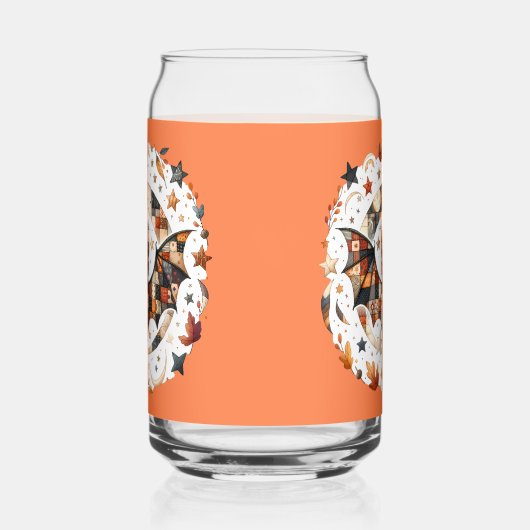 Patchwork Halloween Bat in Herfst Kleuren Blikvorm Glas (Links)