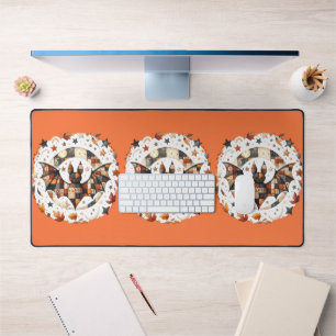 Patchwork Halloween Bat in Herfst Kleuren Bureaumat