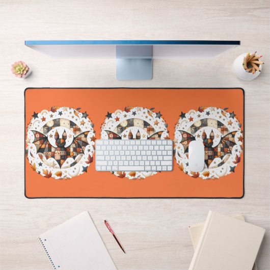 Patchwork Halloween Bat in Herfst Kleuren Bureaumat (Kantoor 1)