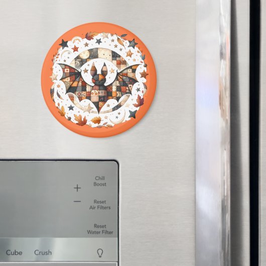 Patchwork Halloween Bat in Herfst Kleuren Magneet (Insitu (Koelkast))