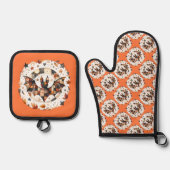 Patchwork Halloween Bat in Herfst Kleuren Ovenwant & Pannenlap Set (Voorkant)