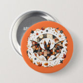 Patchwork Halloween Bat in Herfst Kleuren Ronde Button 7,6 Cm (Voorkant /achterkant)
