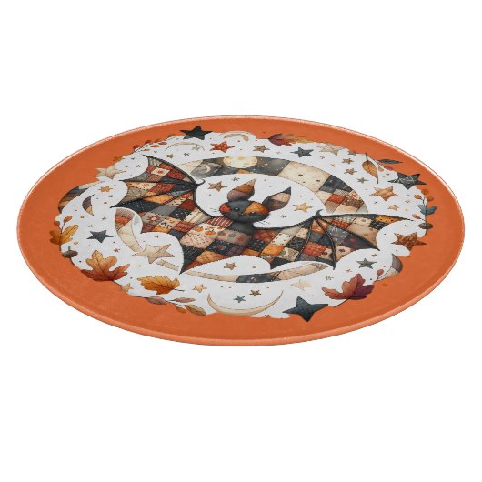 Patchwork Halloween Bat in Herfst Kleuren Snijplank (Hoek)