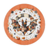 Patchwork Halloween Bat in Herfst Kleuren Snijplank (Voorkant)