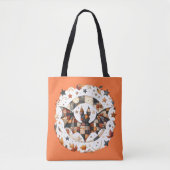 Patchwork Halloween Bat in Herfst Kleuren Tote Bag (Voorkant)
