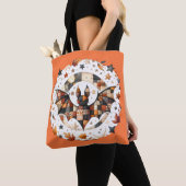 Patchwork Halloween Bat in Herfst Kleuren Tote Bag (Dichtbij)